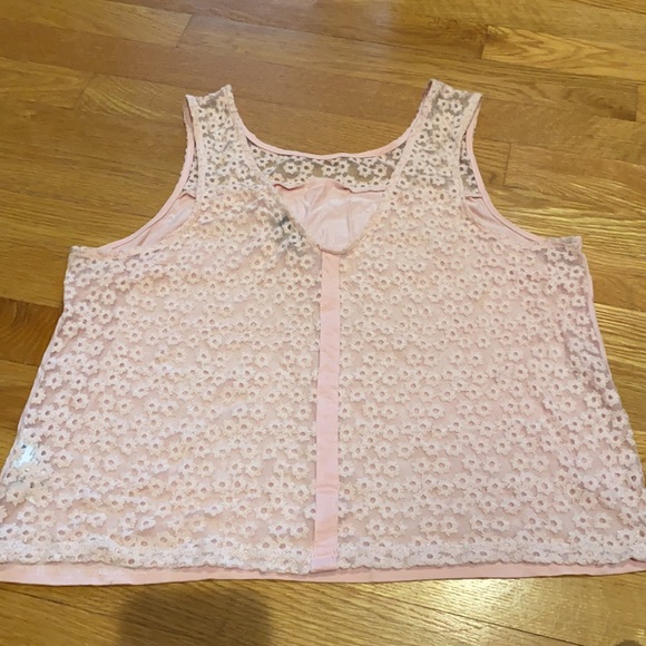 Smart Set Pink Crop Top with mesh floral back - Picture 3 of 4